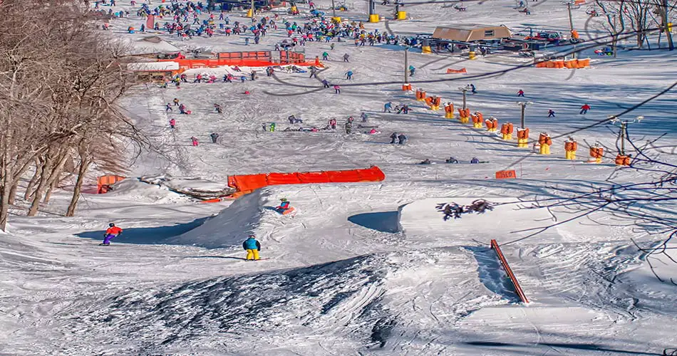 Terrain park at Appalachian Ski Mountain, North Carolina.