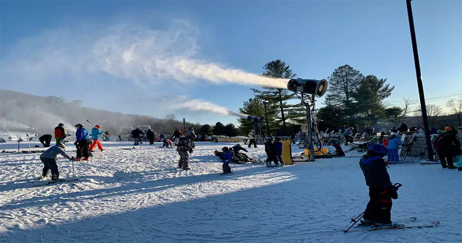 Snow blowing at Liberty mountain Pennsylvania ski resort