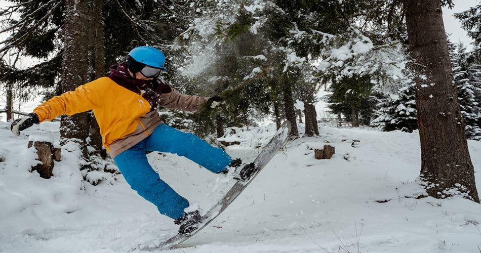 Snowboarder doing tricks at Whiteface ski resort.