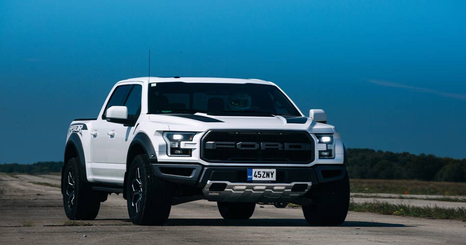 White Ford F150. A perfect ski vehicle.