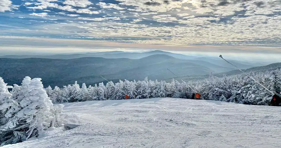 Empty trails at Stowe Ski Resort.