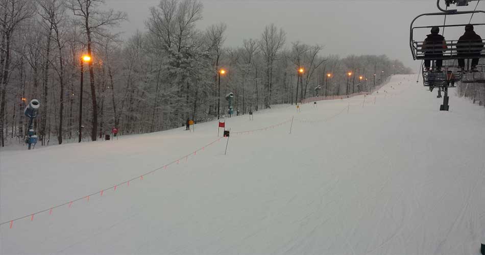 Night skiing at Bristol Mountain Ski Resort.