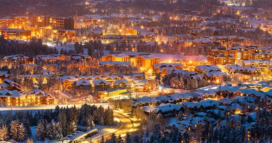 Town of Breckenridge at night.