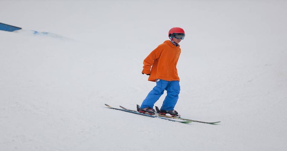 Child skiing at Wisp Ski Resort, Maryland.