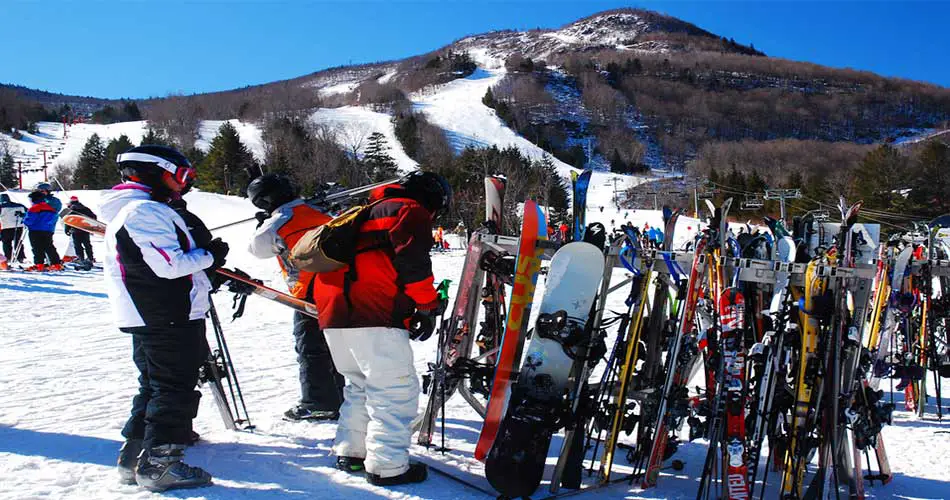 Skiers at Hunter Mountain in NY.