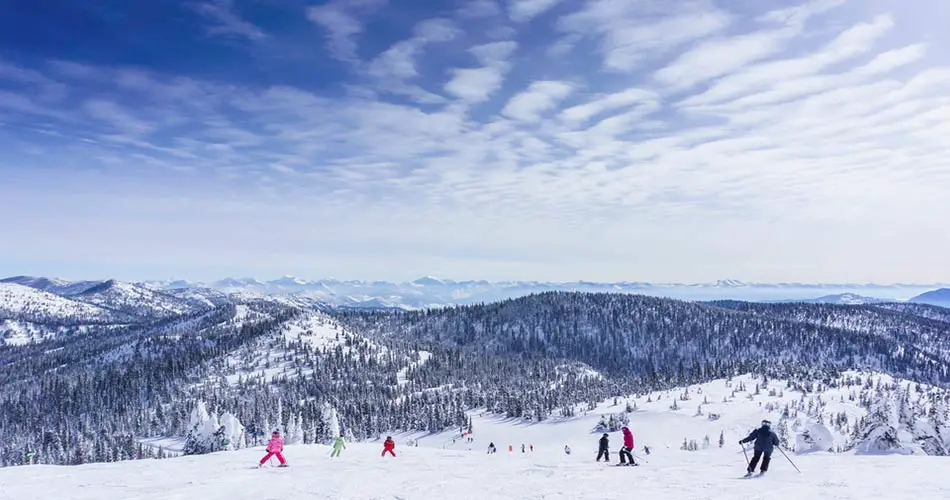 Skiers at Whitefish resort in Montana.