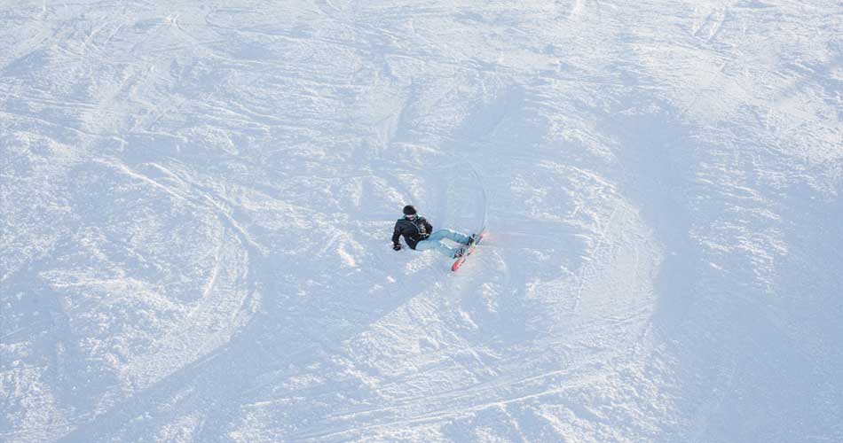 Snowboard on trails at Pat's Peak Ski Area in Henniker, New Hampshire.