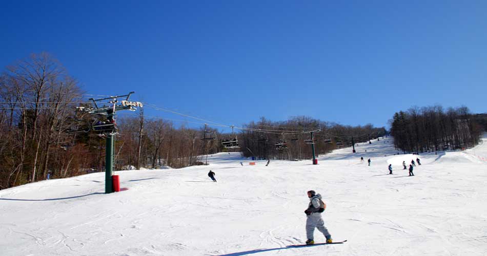 Snowboarding at Bretton Woods in NH.