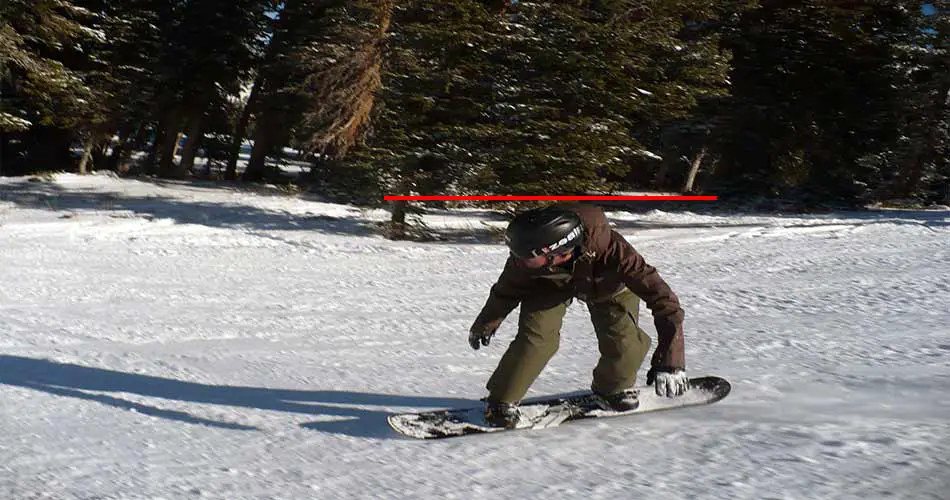 Man showing bad snowboard form and body position.