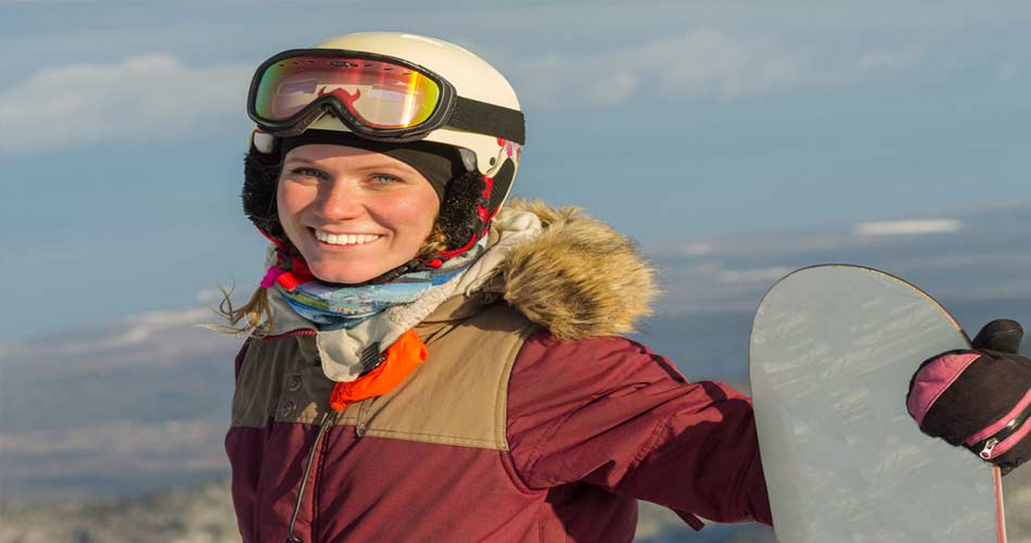 Girl learning how to become a snowboard instructor