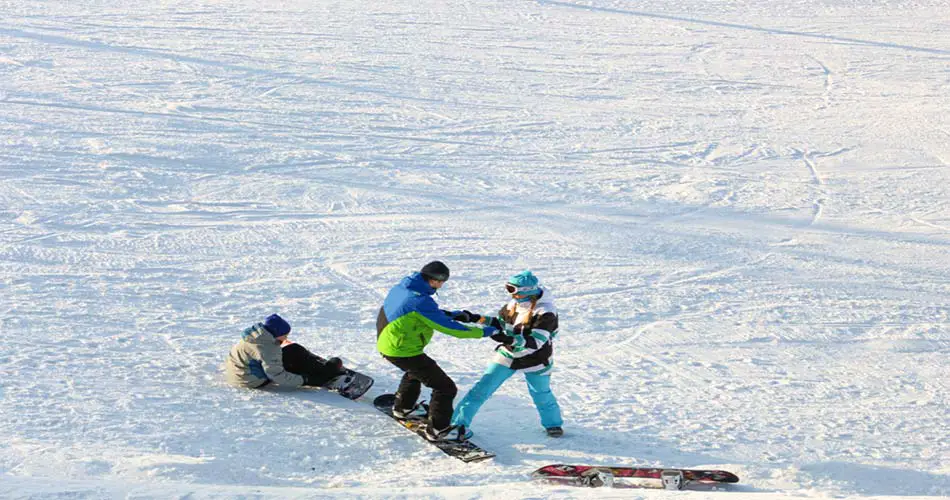 Beginners learning at Shawnee Mountain Ski Area.