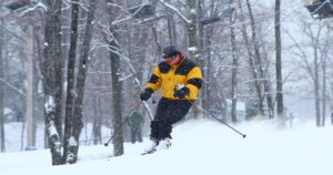 Skier on the trails at Jack Frost ski resort in PA