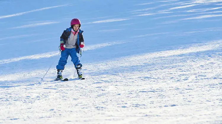 girl beginner on the bunny slope