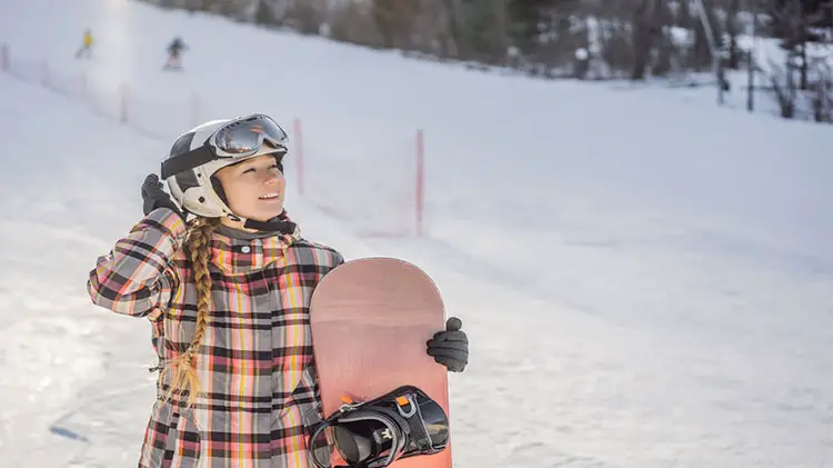 Girl riding Chamonix snowboard