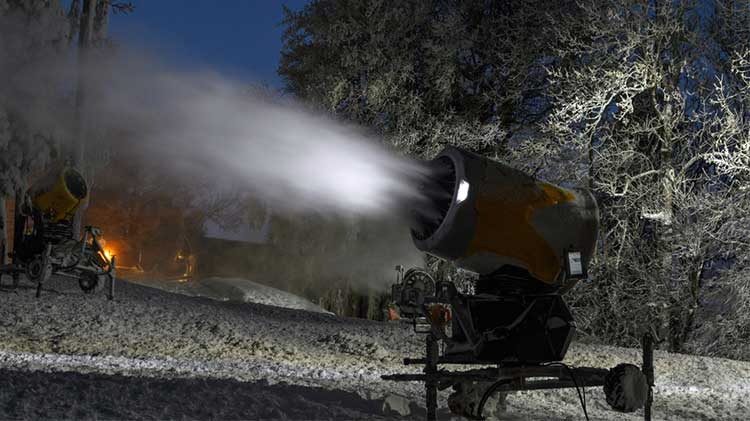 blowing snow at night