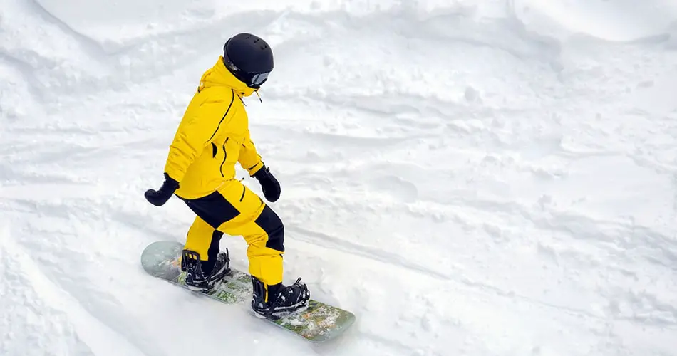 Mount Shasta snowboarding yellow suit