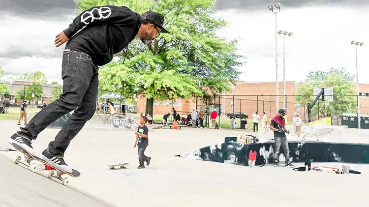 Skateboarding at a Skate Park