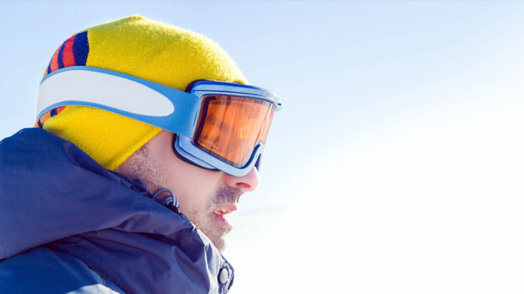  skier with yellow snow goggles