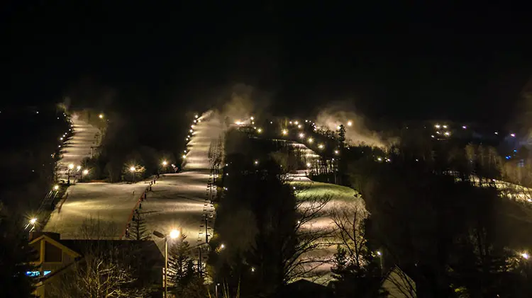 All lit up at night at Bristol Mt