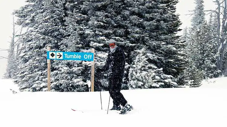 Heavy snowfall, Tumble Off trail sign