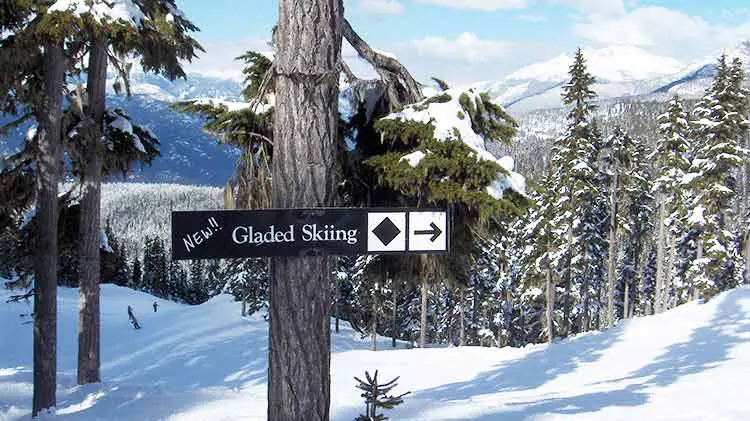 Sign for Glade skiing. 