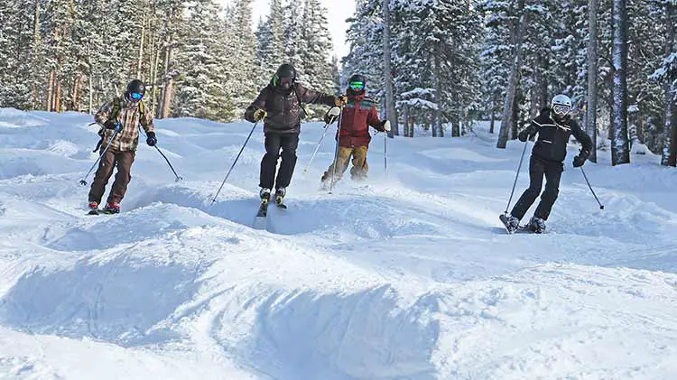 Skiing moguls at Keystone and Breckenridge