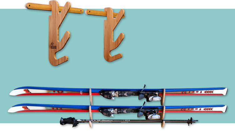Ski Rack Horizontal Wall-Mounted Indoor Ski Storage - The Hallsteiner Series