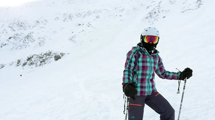 Skiing in a bowl in Big Sky Montana