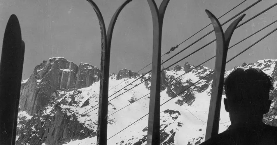 Skiing old photos at Le Brevent, Chamonix, France. 1939