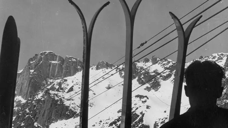 Skiing old photos at Le Brevent, Chamonix, France. 1939