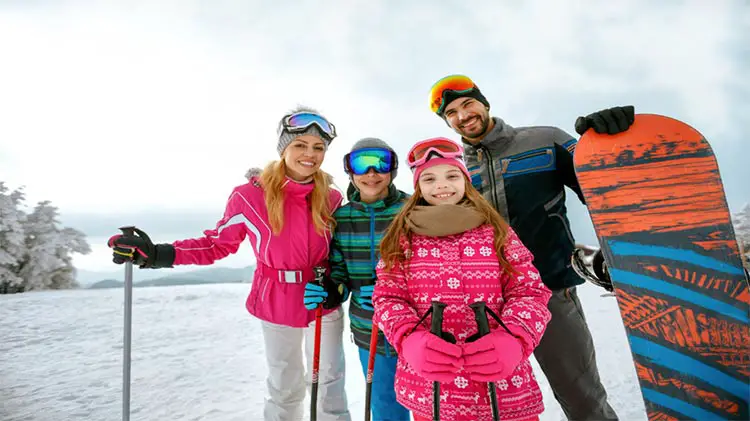 family skiing in pa