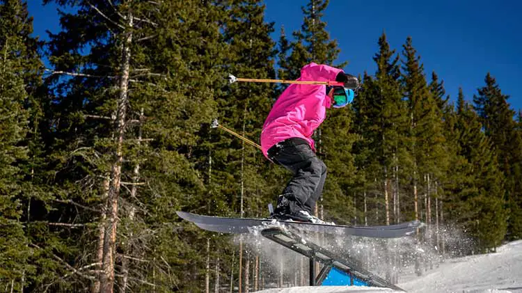 jumping on ski rails