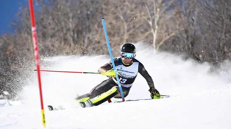 Dillon racing on skis