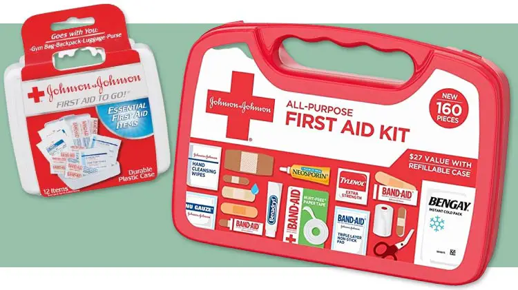 Johnson & Johnson All-Purpose Portable Compact Emergency First Aid Kit medical kit for skiing