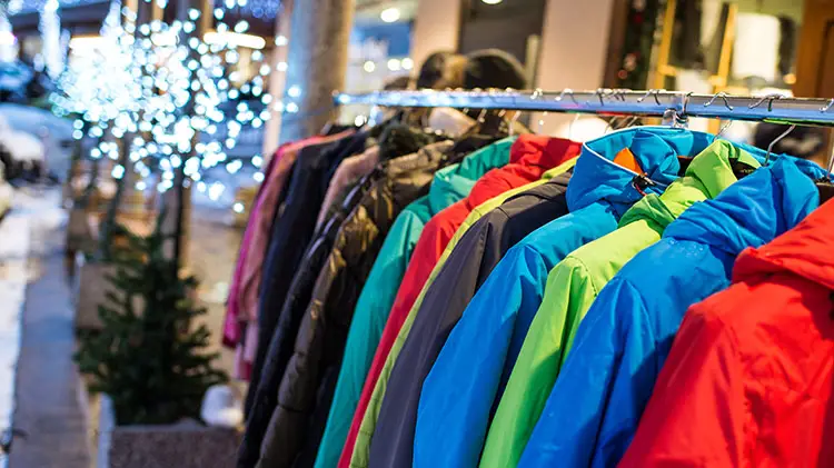 ski winter jackets on the rack